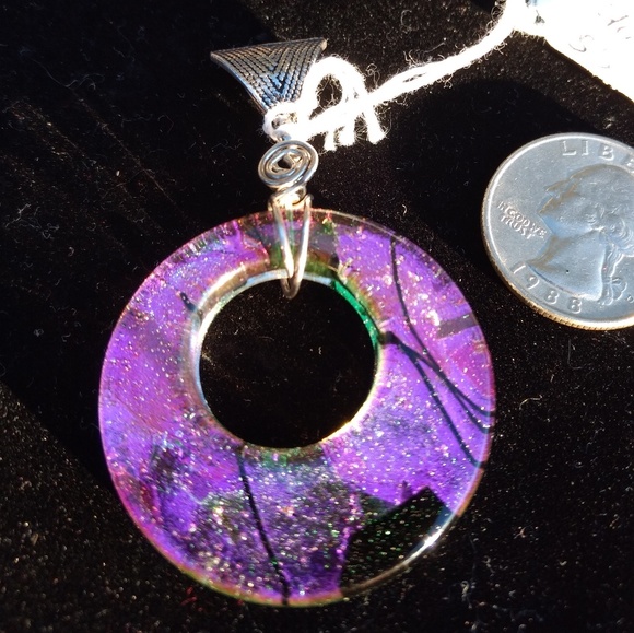 Handcrafted .925 Dichroic Glass Pendant - Picture 2 of 8